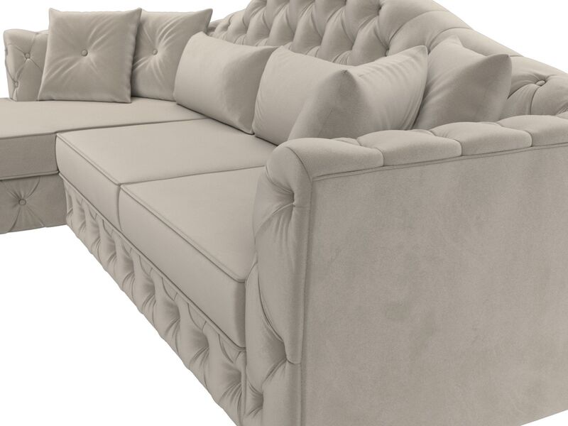 Диван угловой Артис левый угол, Микровельвет, Бежевый