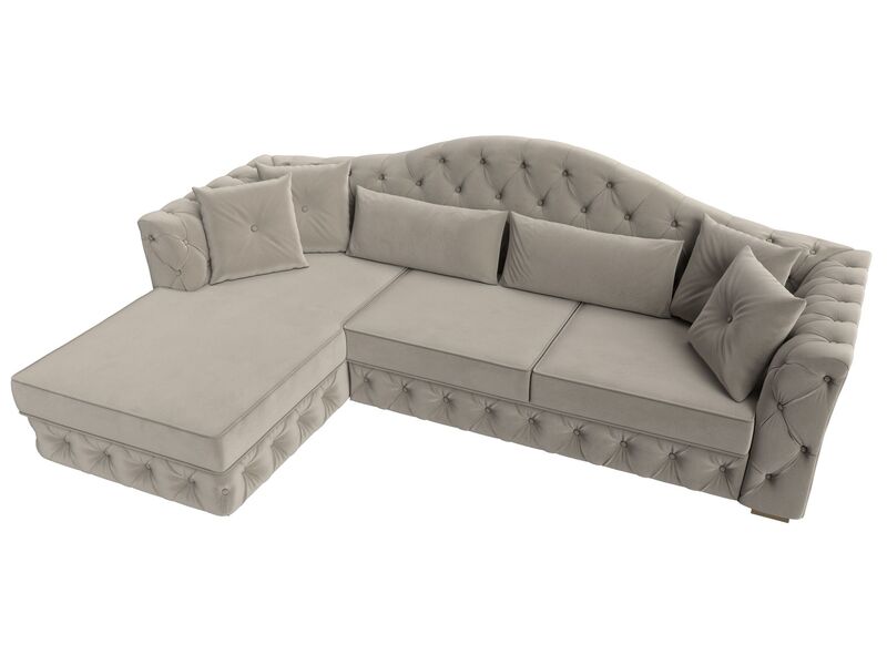 Диван угловой Артис левый угол, Микровельвет, Бежевый