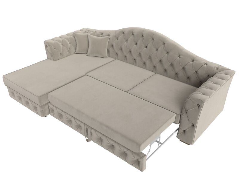 Диван угловой Артис левый угол, Микровельвет, Бежевый