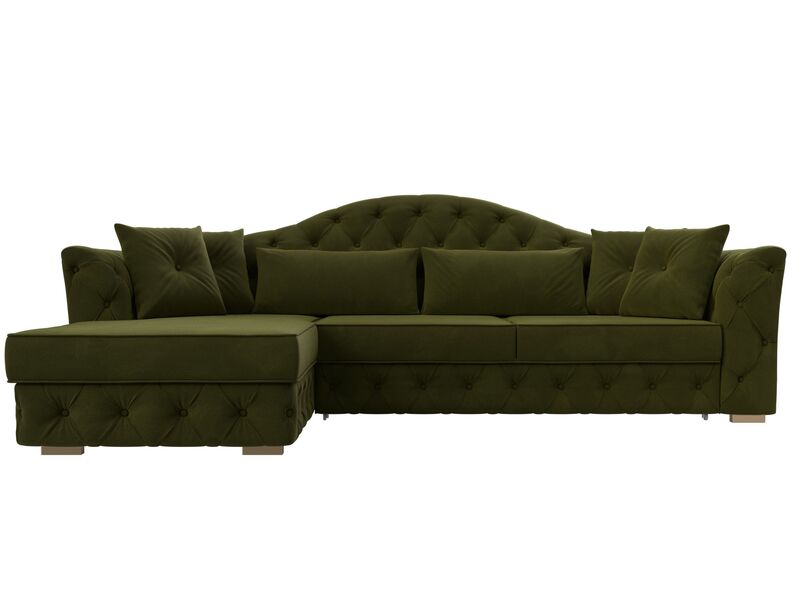 Диван угловой Артис левый угол, Микровельвет, Зеленый