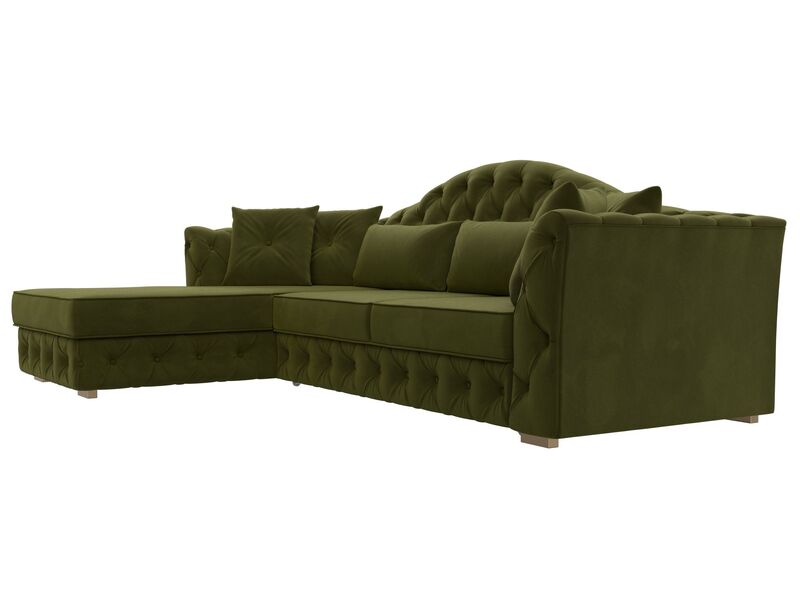 Диван угловой Артис левый угол, Микровельвет, Зеленый