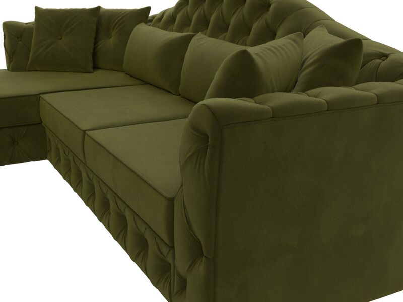 Диван угловой Артис левый угол, Микровельвет, Зеленый