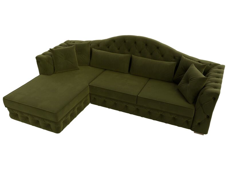 Диван угловой Артис левый угол, Микровельвет, Зеленый
