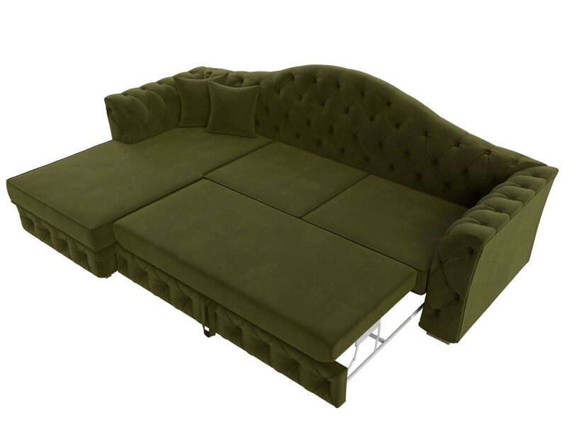 Диван угловой Артис левый угол, Микровельвет, Зеленый