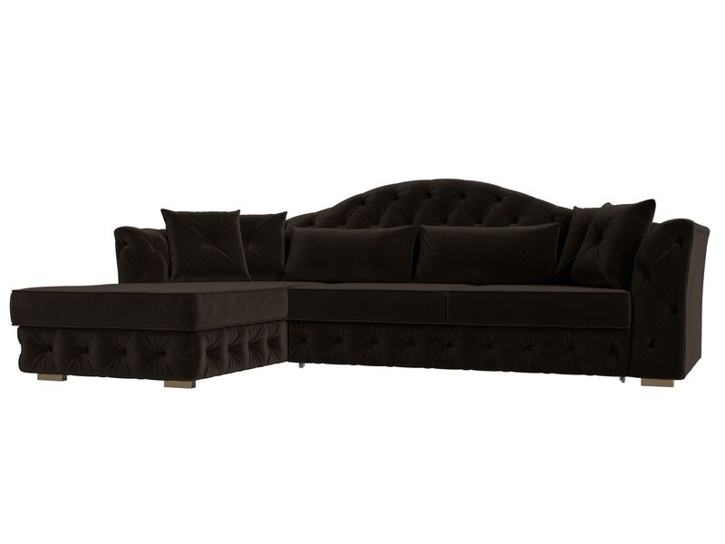 Диван угловой Артис левый угол, Микровельвет, Коричневый