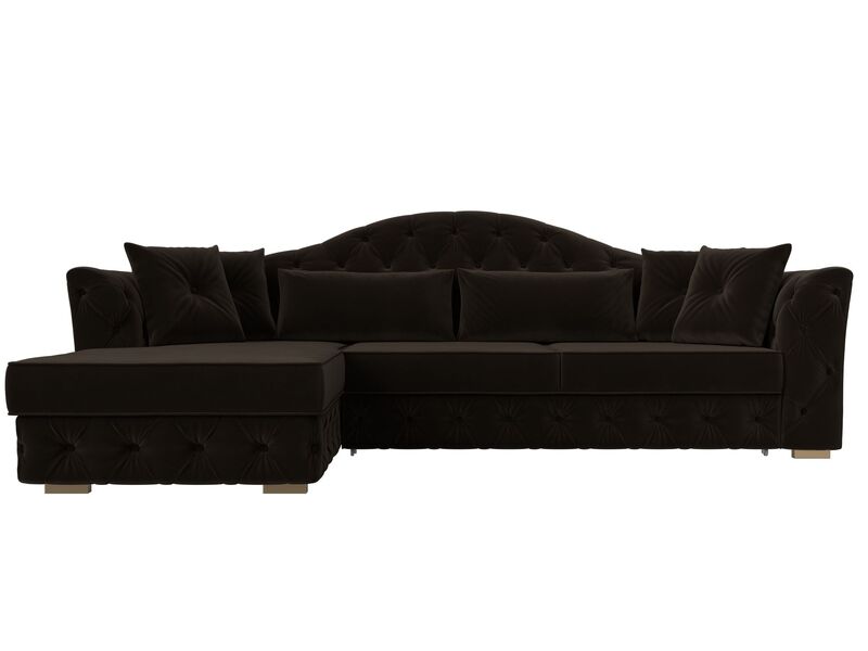 Диван угловой Артис левый угол, Микровельвет, Коричневый