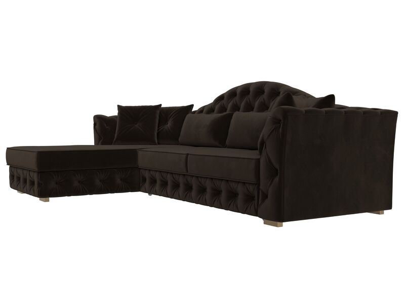 Диван угловой Артис левый угол, Микровельвет, Коричневый