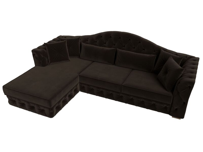 Диван угловой Артис левый угол, Микровельвет, Коричневый
