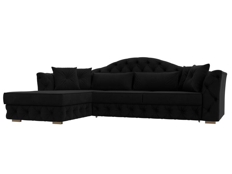 Диван угловой Артис левый угол, Микровельвет, Черный