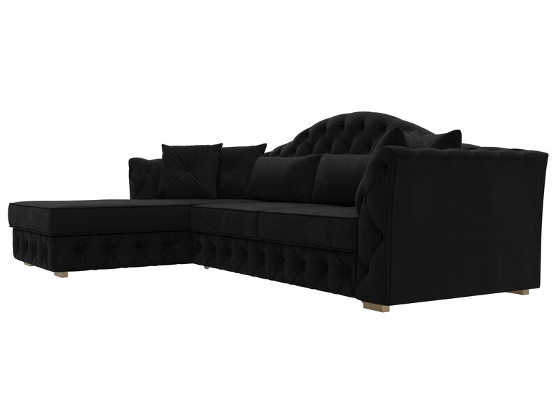 Диван угловой Артис левый угол, Микровельвет, Черный