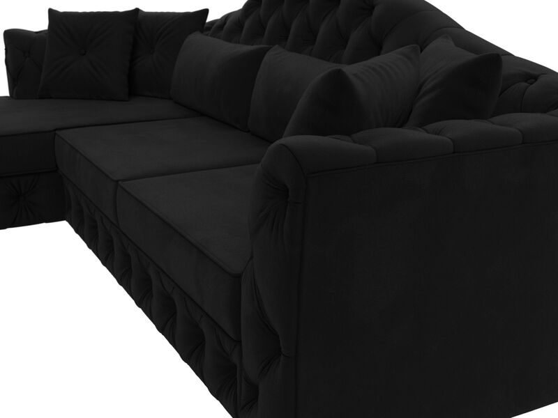 Диван угловой Артис левый угол, Микровельвет, Черный