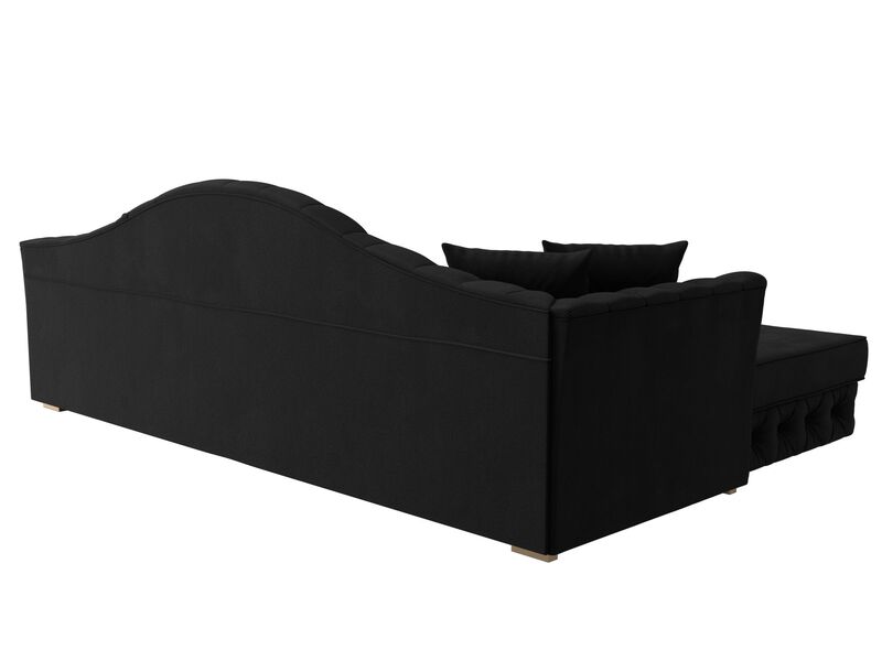 Диван угловой Артис левый угол, Микровельвет, Черный