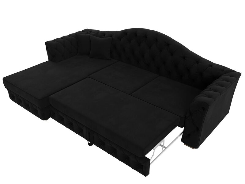 Диван угловой Артис левый угол, Микровельвет, Черный