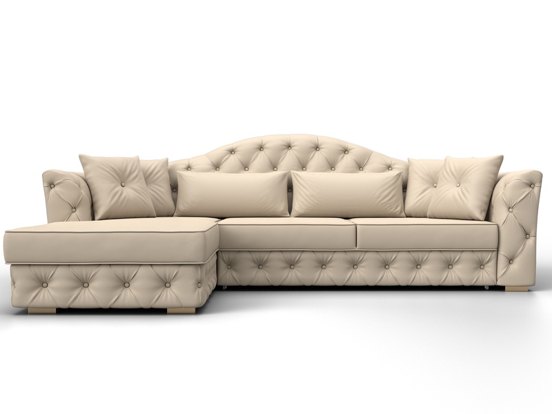 Диван угловой Артис левый угол, Экокожа, Бежевый