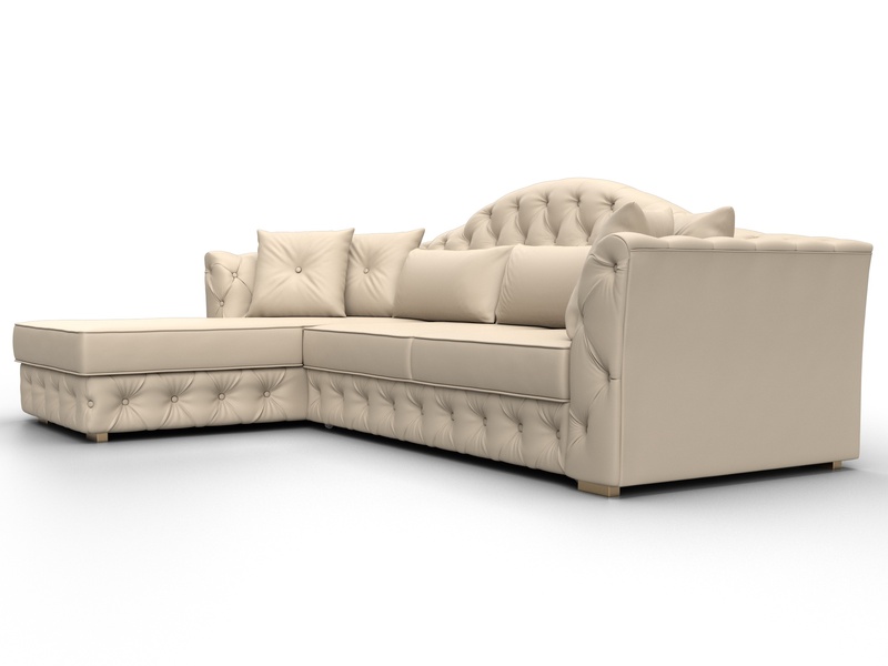 Диван угловой Артис левый угол, Экокожа, Бежевый