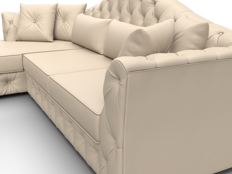 Диван угловой Артис левый угол, Экокожа, Бежевый