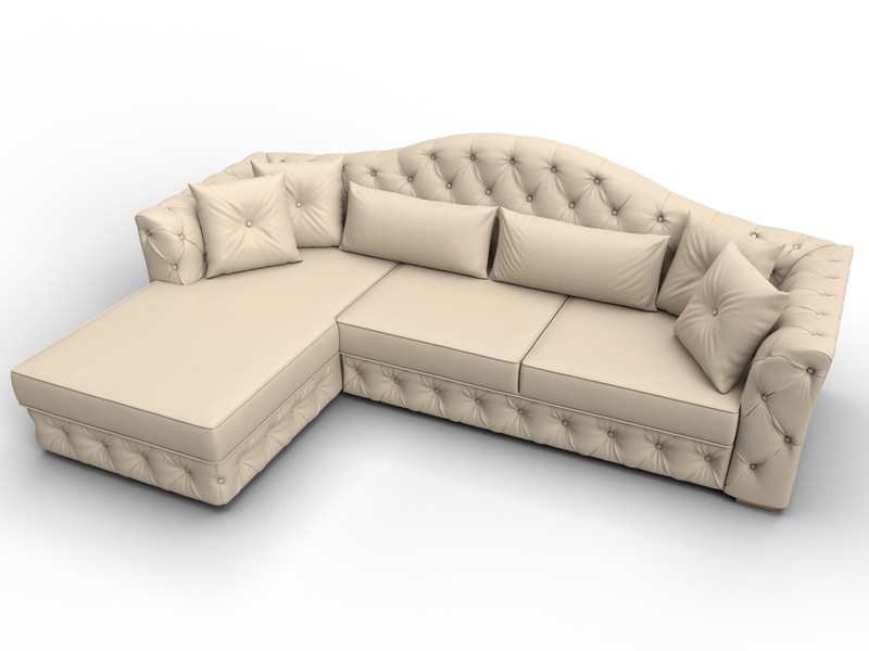 Диван угловой Артис левый угол, Экокожа, Бежевый