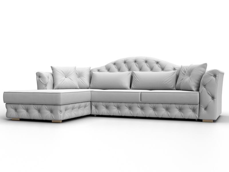 Диван угловой Артис левый угол, Экокожа, Белый