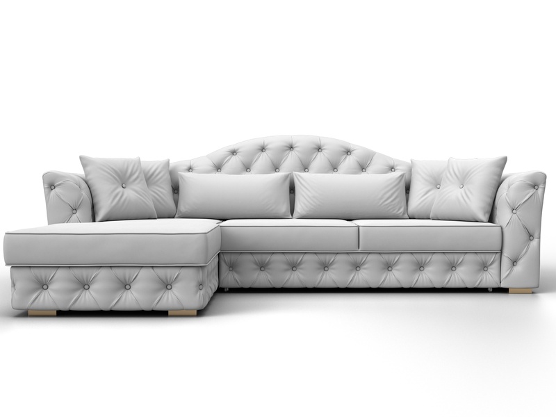 Диван угловой Артис левый угол, Экокожа, Белый