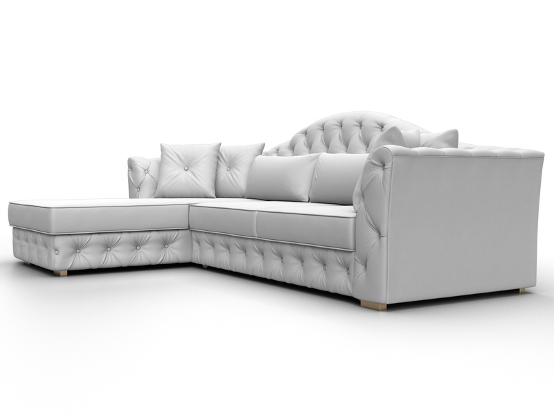 Диван угловой Артис левый угол, Экокожа, Белый