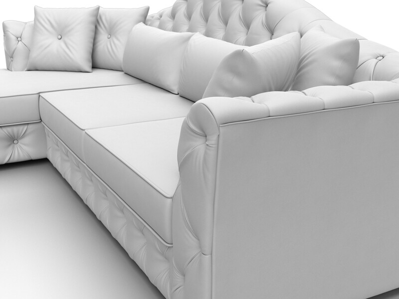 Диван угловой Артис левый угол, Экокожа, Белый