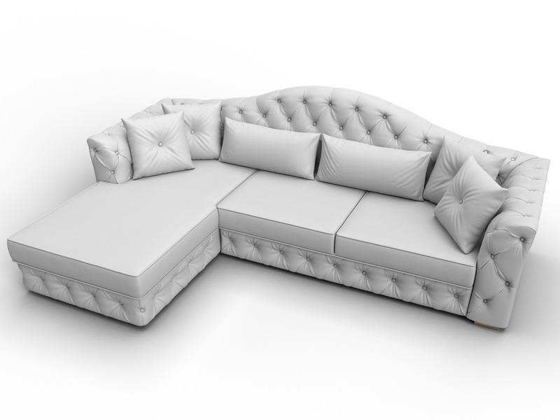 Диван угловой Артис левый угол, Экокожа, Белый