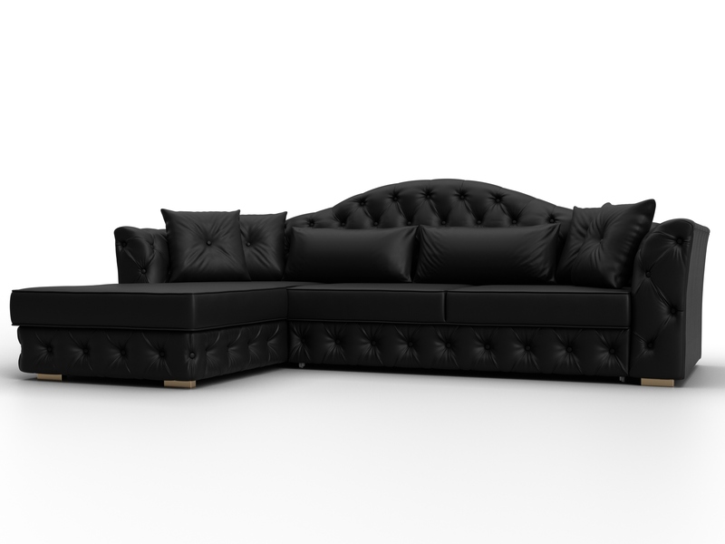 Диван угловой Артис левый угол, Экокожа, Черный