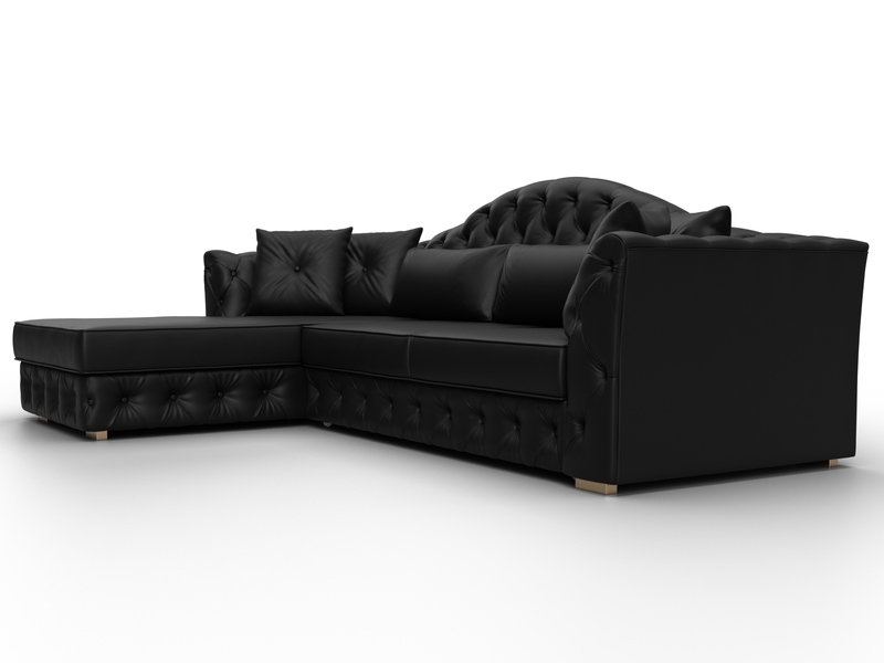 Диван угловой Артис левый угол, Экокожа, Черный