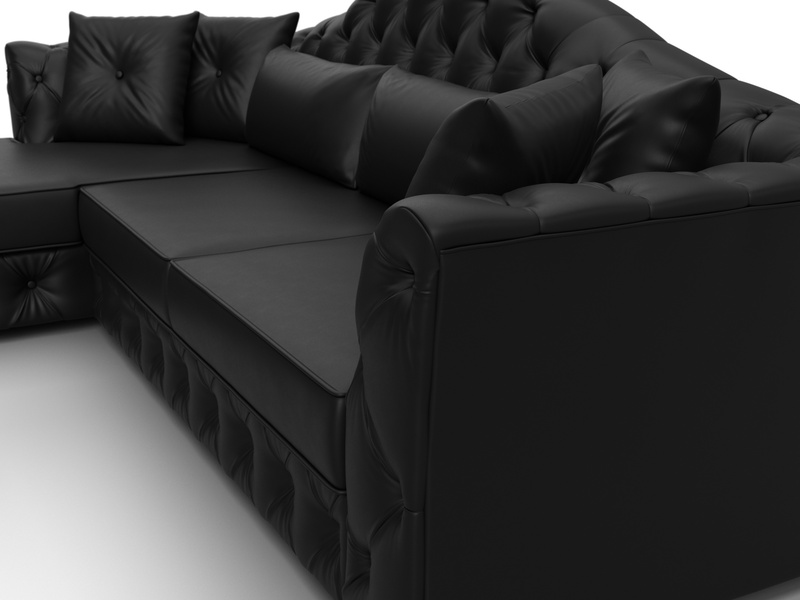 Диван угловой Артис левый угол, Экокожа, Черный