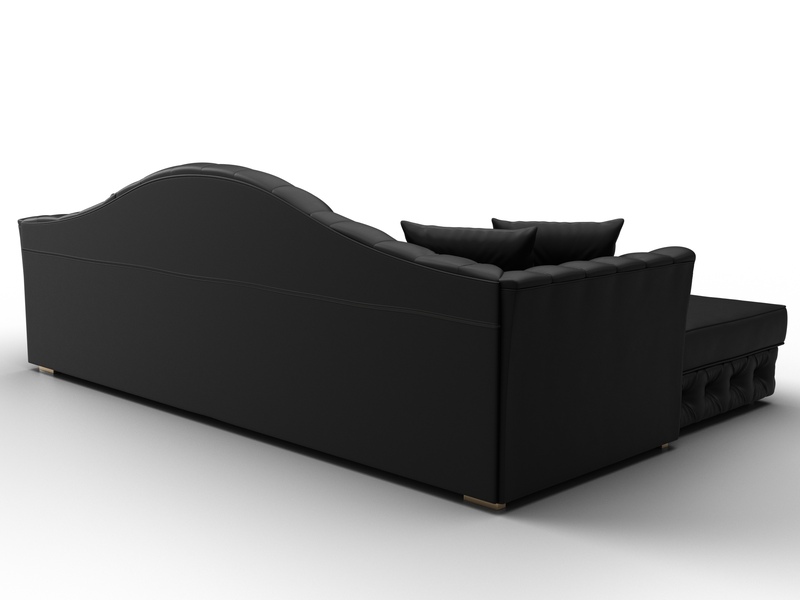 Диван угловой Артис левый угол, Экокожа, Черный