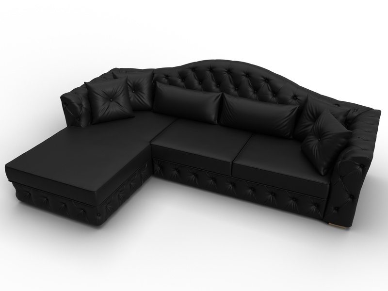 Диван угловой Артис левый угол, Экокожа, Черный
