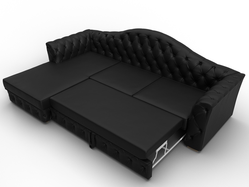 Диван угловой Артис левый угол, Экокожа, Черный