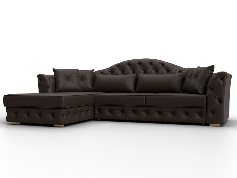 Диван угловой Артис левый угол, Экокожа, Коричневый