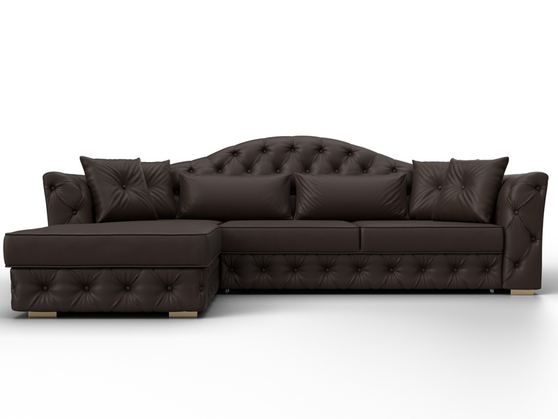 Диван угловой Артис левый угол, Экокожа, Коричневый