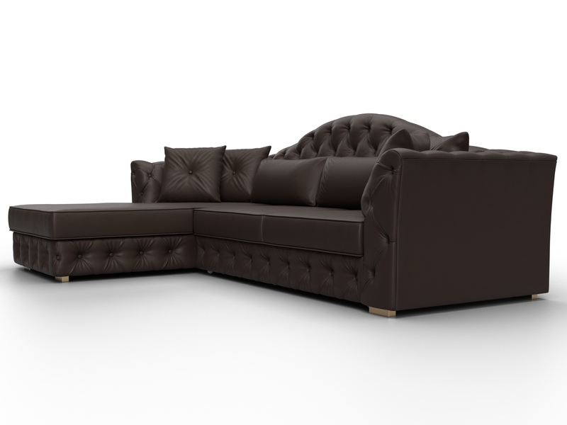 Диван угловой Артис левый угол, Экокожа, Коричневый