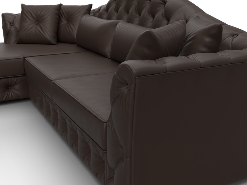Диван угловой Артис левый угол, Экокожа, Коричневый