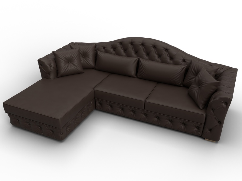 Диван угловой Артис левый угол, Экокожа, Коричневый