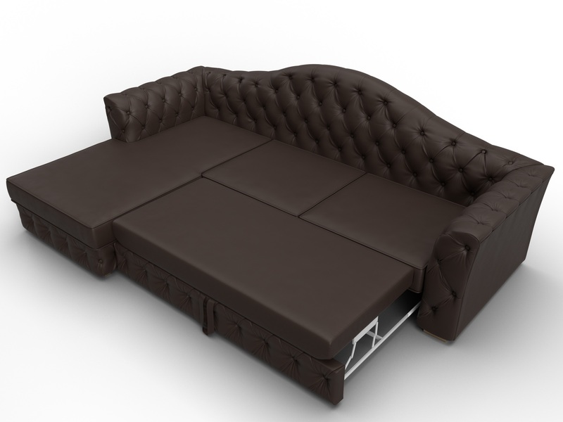 Диван угловой Артис левый угол, Экокожа, Коричневый