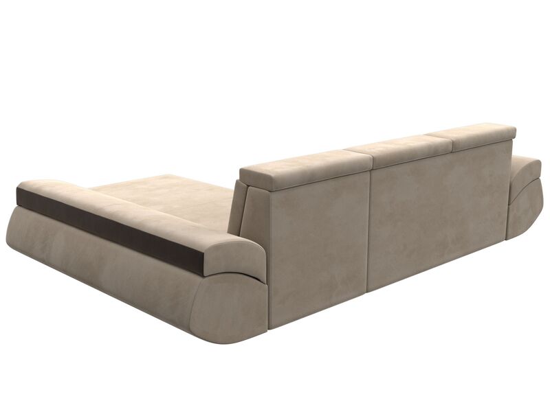 Диван угловой Лига-032 правый угол, Велюр, Seven 729 бежевый;Seven 727 коричневый