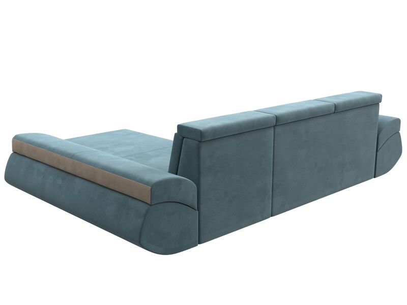 Диван угловой Лига-032 правый угол, Велюр, Seven 113 бирюзовый;Seven 729 бежевый