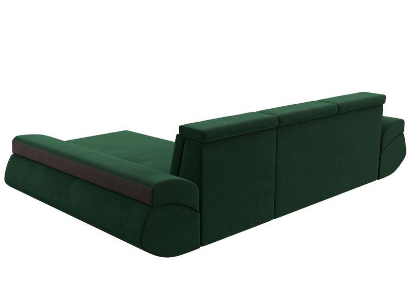 Диван угловой Лига-032 правый угол, Велюр, Seven 626 зеленый;Seven 727 коричневый