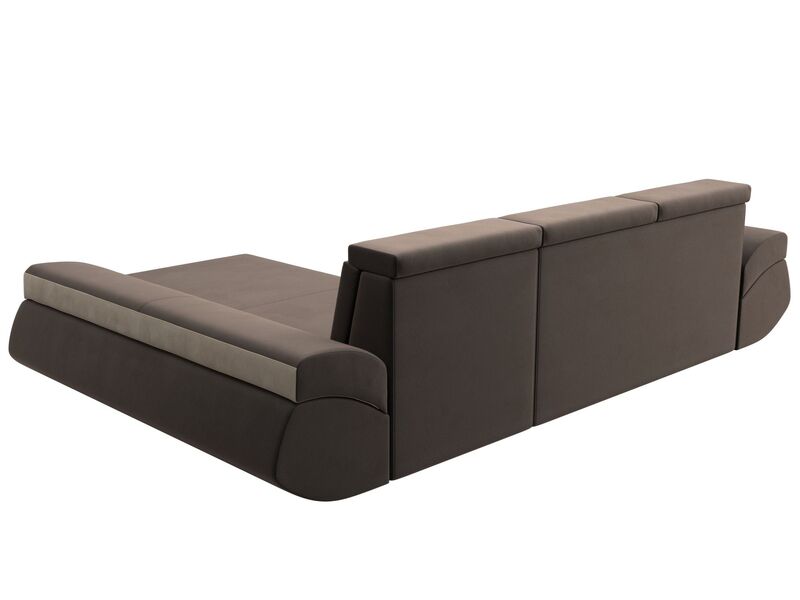 Диван угловой Лига-032 правый угол, Велюр, Seven 727 коричневый;Seven 729 бежевый