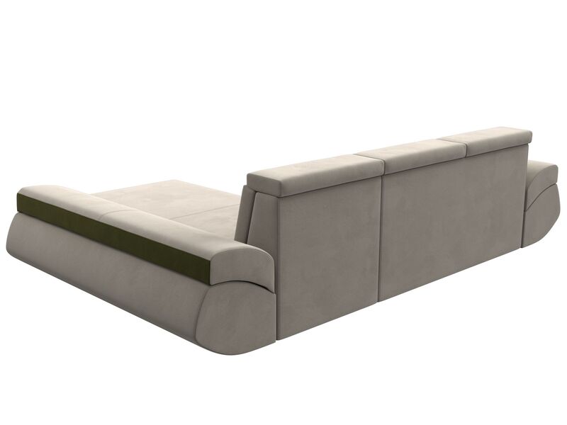 Диван угловой Лига-032 правый угол, Микровельвет, Бежевый;Зеленый