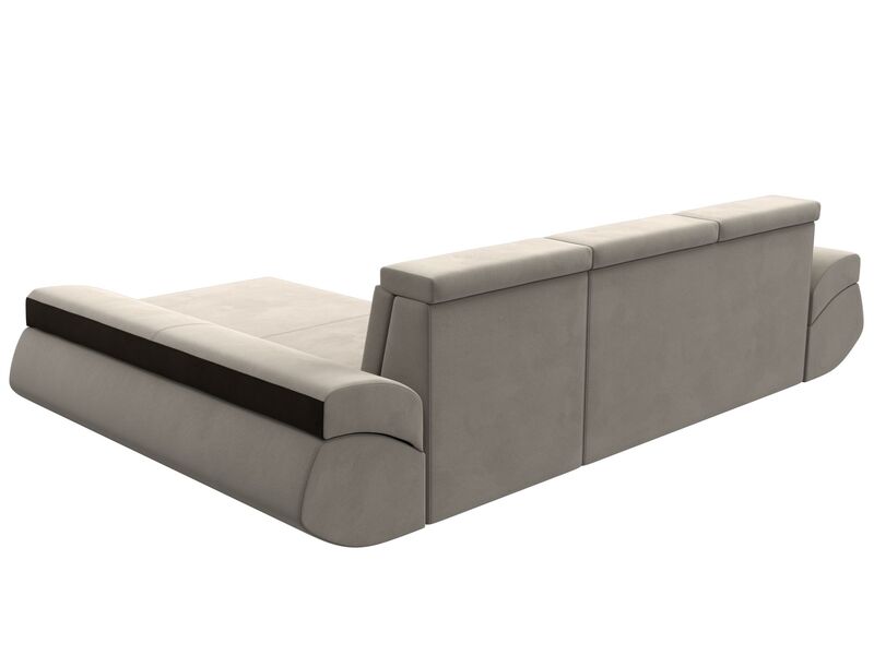 Диван угловой Лига-032 правый угол, Микровельвет, Бежевый;Коричневый