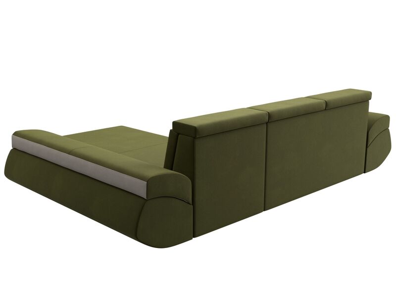 Диван угловой Лига-032 правый угол, Микровельвет, Зеленый;Бежевый