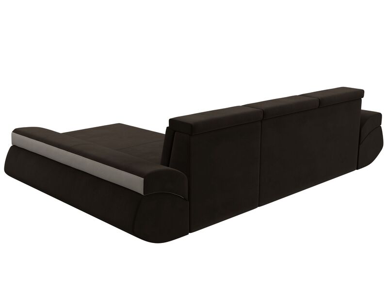 Диван угловой Лига-032 правый угол, Микровельвет, Коричневый;Бежевый