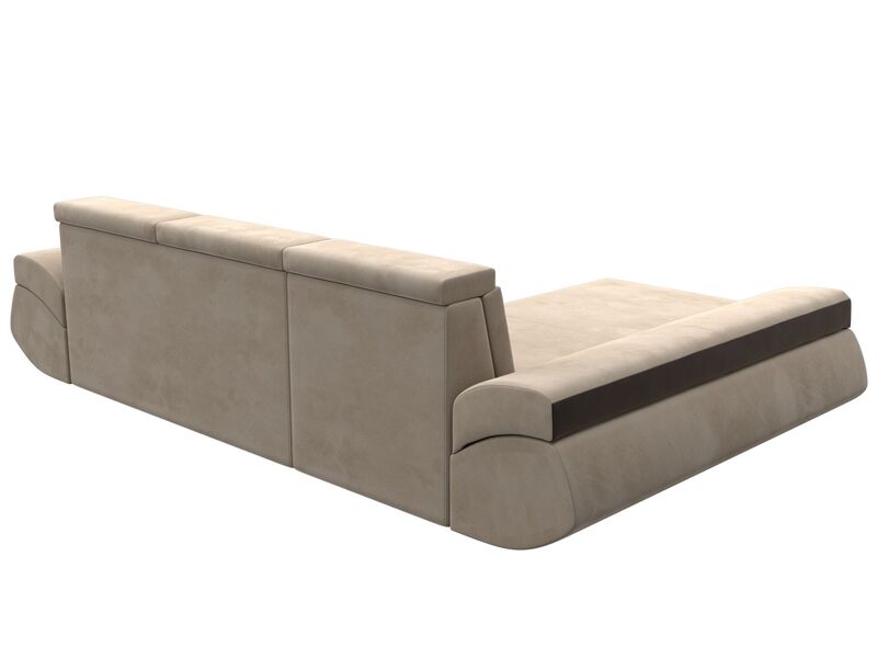 Диван угловой Лига-032 левый угол, Велюр, Seven 729 бежевый;Seven 727 коричневый