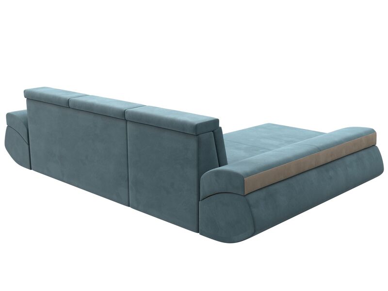 Диван угловой Лига-032 левый угол, Велюр, Seven 113 бирюзовый;Seven 729 бежевый