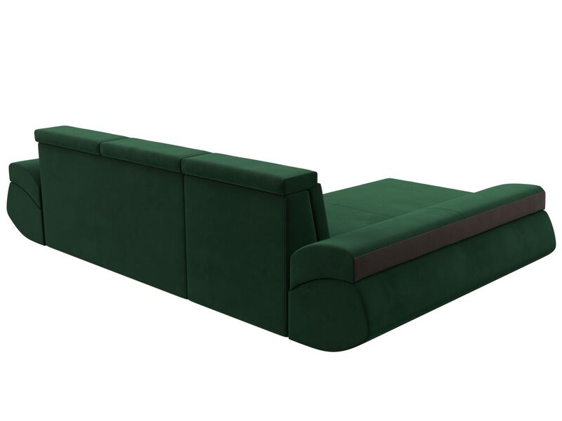 Диван угловой Лига-032 левый угол, Велюр, Seven 626 зеленый;Seven 727 коричневый