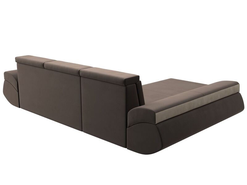 Диван угловой Лига-032 левый угол, Велюр, Seven 727 коричневый;Seven 729 бежевый